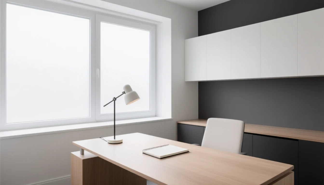 AI-generated bright private office with an uncluttered desk
